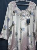 Silver White Salwar Kameez Dupatta Printed Crepe Party Wear, L Size #3017