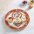 Gold Minawork Work Marble Pooja Thali Gold Minawork Work Marble Pooja Thali