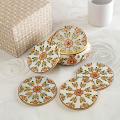 Floral Traditional Design Marble Coaster Floral Traditional Design Marble Coaster