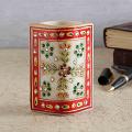 Traditional Design Meena & Kundan Work Marble Pen Stand Traditional Design Meena & Kundan Work Marble Pen Stand