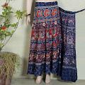 Cotton Blue & Red Long Ethnic Print Wrap Skirt Cotton Blue & Red Long Ethnic Print Wrap Skirt