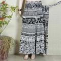 Black & White Ethnic Design Long Warparound Skirt Black & White Ethnic Design Long Warparound Skirt