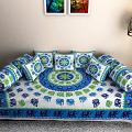 Elephant Block Print 8 Piece Diwan Set w/ Cushion Covers Elephant Block Print 8 Piece Diwan Set w/ Cushion Covers