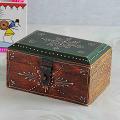 Square Embossed Painted Wooden Small Box Chest