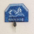 Wood Crafted Key Holder w/ Tribal Painting Wood Crafted Key Holder w/ Tribal Painting