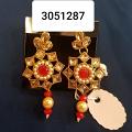 Earrings Indian Designer Golden Red Earrings #3051287