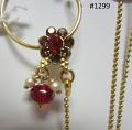 Golden Nose Ring w/Chain. Designer Golden Nose Ring Nath #3051299