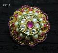 Ring 3051317 Indian Designer Finger Ring Golden Pink Stones Pearls Shieno S