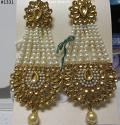 Indian Designer Traditional Earrings Golden Gold Stones Pearls