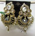 Earrings 3051336 Indian Designer Earrings Golden CZ Stones Shieno Sarees 