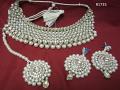 Indian Designer Silver Finish Pearl Beads Guloband Necklace & Earrings