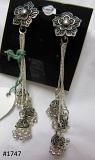 Indian Designer Silver Black Beads Partywear Earrings