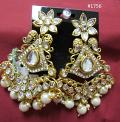 Indian Style Designer Earrings Silver Crystals Pearl Beads