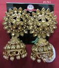 Indian Designer Golden Crystals Jhumka Style Earrings