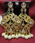 Fancy Indian Designer Golden Crystals Pearl Beads Earrings