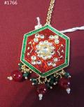 Tikka Indian Designer Golden Red Green Maang Tikka #3051766a