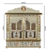 Golden Meenakari Wooden Temple Pooja Mandir for Home w/ Doors 19"L X 25"H Golden Meenakari Wooden Temple Pooja Mandir for Home w/ Doors 19"L X 25"H
