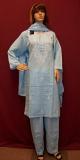 Blue Cotton Salwar Kameez Dupatta w/ Embroidery (Large)