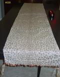 Runner For Dining Table Leopard Print & Jute Tassels w/ Wood Beads