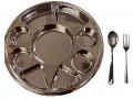 100 Thali, Forks & Spoons - Disposable Plates 9 Compartment Stainless Steel Thali Plates Trays