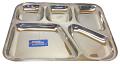 Rectangle Rimmed Stainless Steel Plate (Thali) w/ 5 Compartment 12"X14" Rectangle Rimmed Stainless Steel Plate (Thali) w/ 5 Compartment 12"X14"