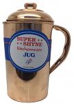 Plain Design Pure Copper Jug w/ Lid & Handle 48 fl oz - Supershyne Plain Design Pure Copper Jug w/ Lid & Handle 48 fl oz - Supershyne