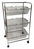 Stainless Steel Portable Fruit Basket Utility Cart 3 Tier Large Stainless Steel Portable Fruit Basket Utility Cart 3 Tier Large