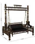 Handcrafted Wooden Sankheda Jhula, Indoor Indian Swing for Home - Black / Gold