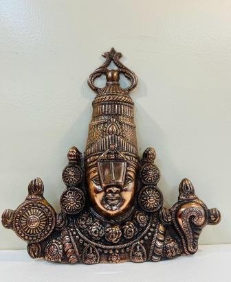 Black Metal Antique Wall Hanging Decor of Tirupati Balaji (Face) - 14" Black Metal Antique Wall Hanging Decor of Tirupati Balaji (Face) - 14"
