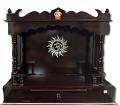 Dark Brown Open Wooden Temple w/ Ganpati Idol & Om Symbol - 24"