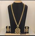 Long Traditional Design CZ Stone 1 Gram Gold Necklace & Earrings Long Traditional Design CZ Stone 1 Gram Gold Necklace & Earrings