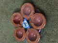 Traditional Design Diwali Clay (Mitti) Diya w/ Glitters - 20 Pcs