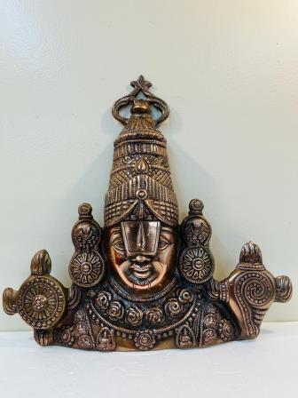 Black Metal Antique Wall Hanging Decor of Tirupati Balaji (Face) - 16.25" Black Metal Antique Wall Hanging Decor of Tirupati Balaji (Face) - 16.25"