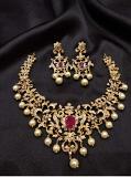 Traditional Indian Design One Gram Gold Choker & Earrings Set Traditional Indian Design One Gram Gold Choker & Earrings Set