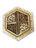 Empty DryFruit Boxes in Hexagon Shape - 4 Compartment (200Gms) - 8x8"