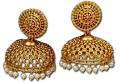 Beautiful Ethnic Design Golden Jhumka Earrings w/ Small Pearls Beautiful Ethnic Design Golden Jhumka Earrings w/ Small Pearls