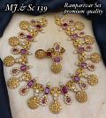 Grand Raam Parivaar Antique Necklace with Earrings-Ruby & AD Stones Grand Raam Parivaar Antique Necklace with Earrings-Ruby & AD Stones