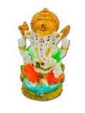Beautiful n Colorful Fiber Medium Ganesh Statue - 6" # 39