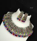 Grand Oxidised Ghungroo necklace in Multi-Color Beads!!!!