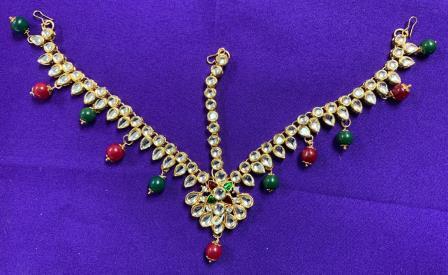 Multicolor Head Jewelry, Stone & Moti Work Golden Matha Patti # 4 Multicolor Head Jewelry, Stone & Moti Work Golden Matha Patti # 4