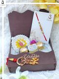 Butterfly Bhaiya Bhabhi Rakhi Gift Set w/ Roli,Chaval,Chocolate & Card