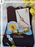 Precious Diamond Bhaiya Bhabhi Rakhi Set w/ Roli,Chaval,Chocolate & Card