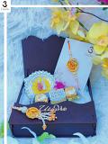 Orange Thread work Bhaiya Bhabhi Rakhi Set w/ Roli,Chaval,Chocolate & Card Orange Thread work Bhaiya Bhabhi Rakhi Set w/ Roli,Chaval,Chocolate & Card
