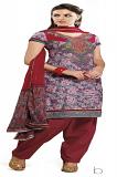 Red Gray Multicolor Poly Cotton Readymade Salwar Suit