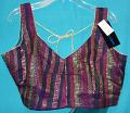 Blue Gold Brocade Readymade Blouse / Choli Large Size