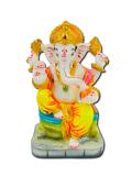 Beautiful n Colorful Fiber Medium Ganesh Statue - 6" # 42