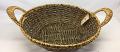 Oval Round Woven Brown w/ Golden Rim Wicker Basket w/ Handles 3 Pcs Oval Round Woven Brown w/ Golden Rim Wicker Basket w/ Handles 3 Pcs