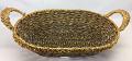 Oval Woven Brown w/ Golden Rim Wicker Basket w/ Handles 3 Pcs Oval Woven Brown w/ Golden Rim Wicker Basket w/ Handles 3 Pcs