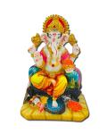 Beautiful n Colorful Fiber Medium Ganesh Statue - 6" # 43