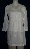 Kurti Elegant White Cotton Embroidered Tunic Top Kurti (Small S) #39109